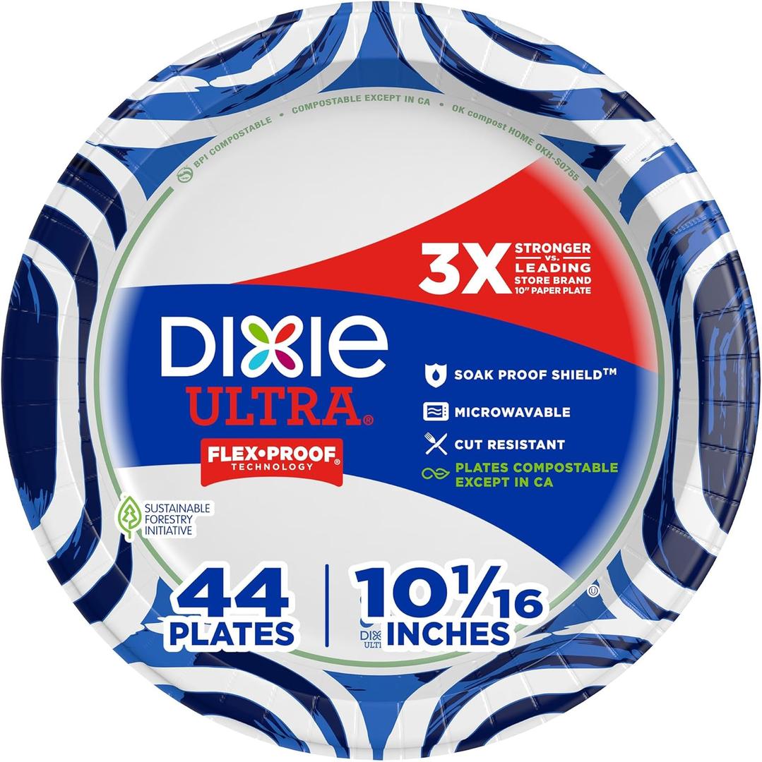 Dixie Ultra Large Paper Plates, 10 Inch, Heavy Duty Disposable Plates, 172 ct