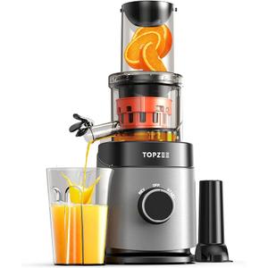 TOPZEE Cold Press Juicer, Slow Masticating Machines with Feed Chute Fit Fruits Vegetables Easy Clean with BPA Free