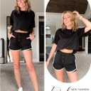 Dqbeng Womens Casual Summer 2 Piece Sets Cotton Short Sleeve Tshirt Matching Shorts Athleisure Set with Pockets (Black)