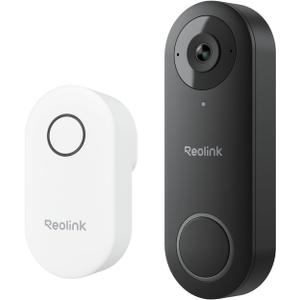 REOLINK Video Doorbell WiFi Camera - Wired 2K Outdoor, 5G&2.4G WiFi, 4:3 Wide View Angle, Smart Detection, Local Storage, No Subscription Front Door Home Security, Customized Chime V2 (Black)