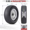 8" Solid Tires, 2.5-4 Flat Free Tires and Wheels with 5/8 Axle Bore Hole and Double Sealed Bearings Compatible with Hand Truck Wheelbarrow Tire Lawn Mower Tire (Silver, 2PCS) P-123