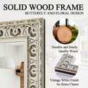White Bathroom Mirrors for Over Sink, 36.6" x 24.8" Vintage Farmhouse Decorative White Wall Mirror with Ornate Butterfly Carvings Solid Wood Frame, for Bedroom, Living Room, Entryway