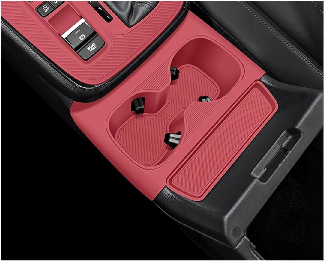 Temmis Center Console Silicone Cup Holder Kit for Honda CRV 2023-2026 (Gasoline & Hybrid), Insert Center Consel Electrostatic adsorption Cover for Honda CRV 2023-2026-Red