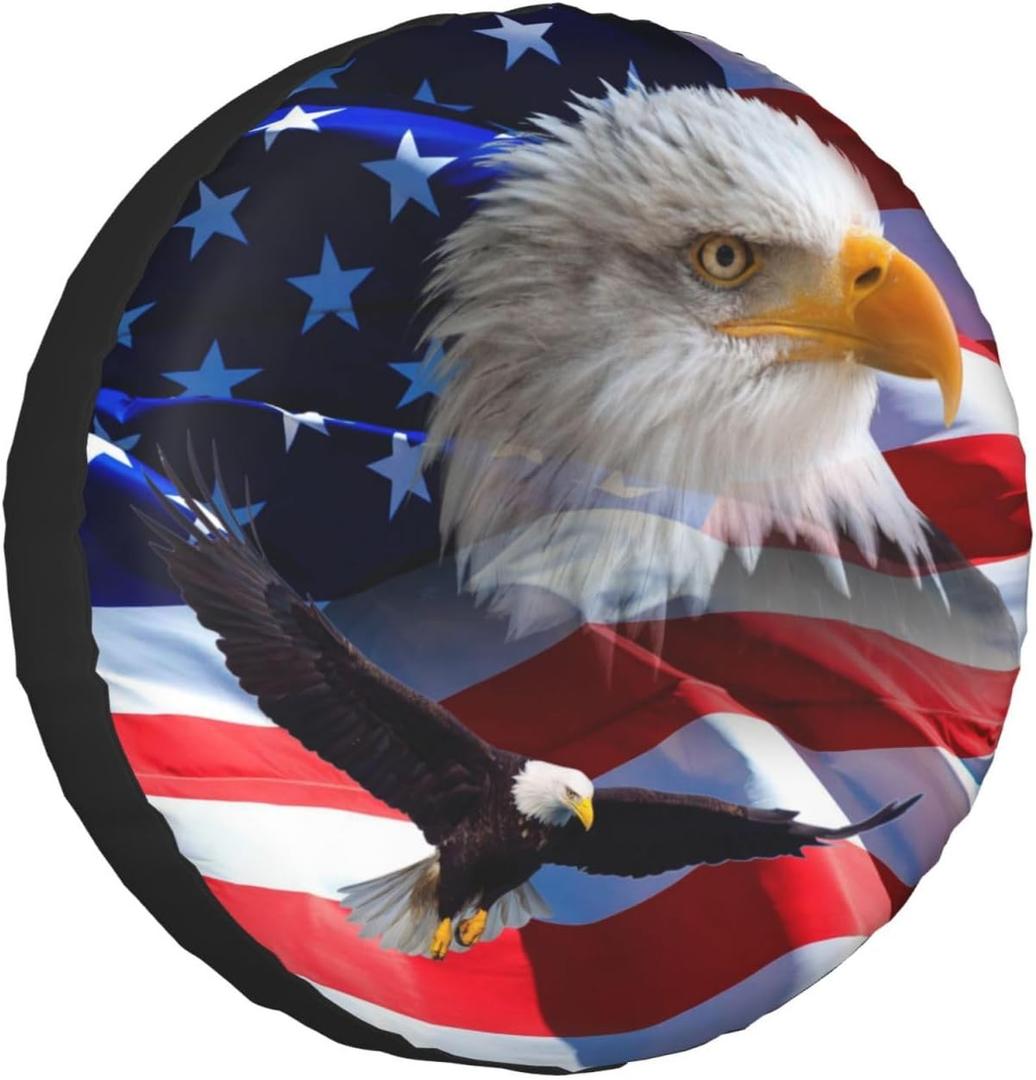 Spare Tire Cover Weatherproof Sun Protection Wheel Tire Cover Universal Fit Trailers RV SUV Truck Camper Travel Eagle