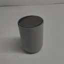 EKO Mini Desk Trash Can with Swing-Top Lid 0.4 Gallon Small Table Round Wastebasket for Office, Home, Car (Grey)