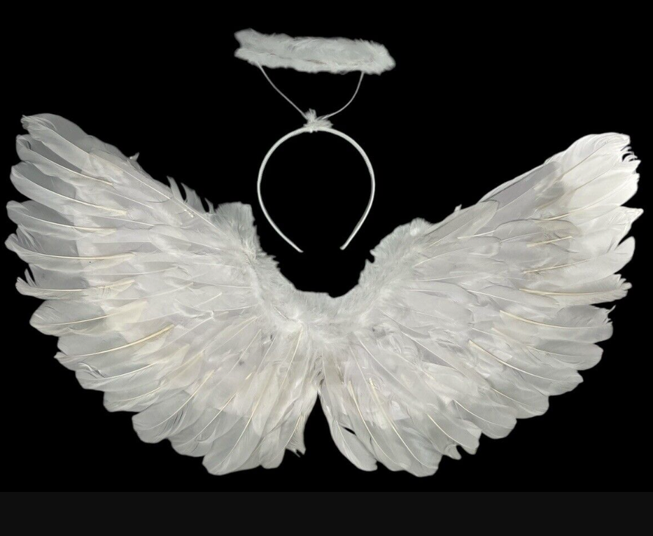 Angel Costume Wings and Halo Adult White Angel Costumes Wings for Girls Kids Party Children's Boys Halloween Christmas