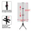 GSOW Poster Stand for Display, 80'' Adjustable Sign Stand Tripod, Retractable Poster Board Stand Double-Sided Banner Stand, Foldable Floor Standing Sign Holder Signage Stand with Portable Bag, Black