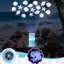 3 x Coastal Ocean Flameless Candle Projector Light Decor Summer Seashell LED Candle Battery Operated Night Light with Remote Timer for Wedding Seaside Beach Coastal Bachelorette Birthday Room Decoration