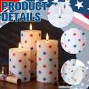 Tujoe 6 Pcs 4th of July Decorations Patriotic Memorial Day LED Candles Battery Operated Pillar Candles Patriotic Design Flameless Independence Day Lights for 250th Anniversary Holiday Decor