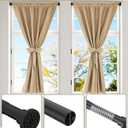 ALLZONE Shower Curtain Rod Spring, 28-42 Inch Heavy Duty Tension Rods No Drilling, Anti-Slip Shower Rods, Adjustable Tension Curtain Rod for Window/Bathroom/Closet, Black