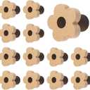 MOROBOR 12pcs Flower Shaped Wooden Knobs Single Hole Beech Wood Handles Cupboard Cabinet Pulls for Chest of Drawers with Screws& Expansion Tube (4CM)