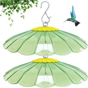 13.5-Inch Hummingbird Feeder Shade Dome Cover,Bird Feeder Rain Cover & Squirrel Shield, Weather Guard with Hanging Bird Feeders,Squirrel Proof for Shepherd's Hook Outdoors(Clear Light Green) 2 Pack