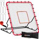 Upgraded Stable Baseball Rebounder Net with 3 Adjustable Angles 48" x 52" Baseball Bounce Back Net Fielding Trainer for Baseball and Softball Rebound Practice with Metal Stakes (Red)