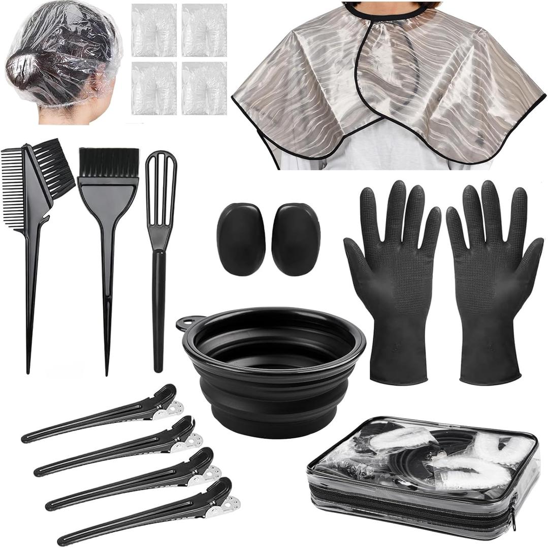 19 Pcs Professional Hair Bleach Kit Hair Coloring Products with Hair Dye Brush, Hair Color Bowl, Hairclips, Applicator, Earmuffs for Hair Highlighting and Hair Coloring at Home