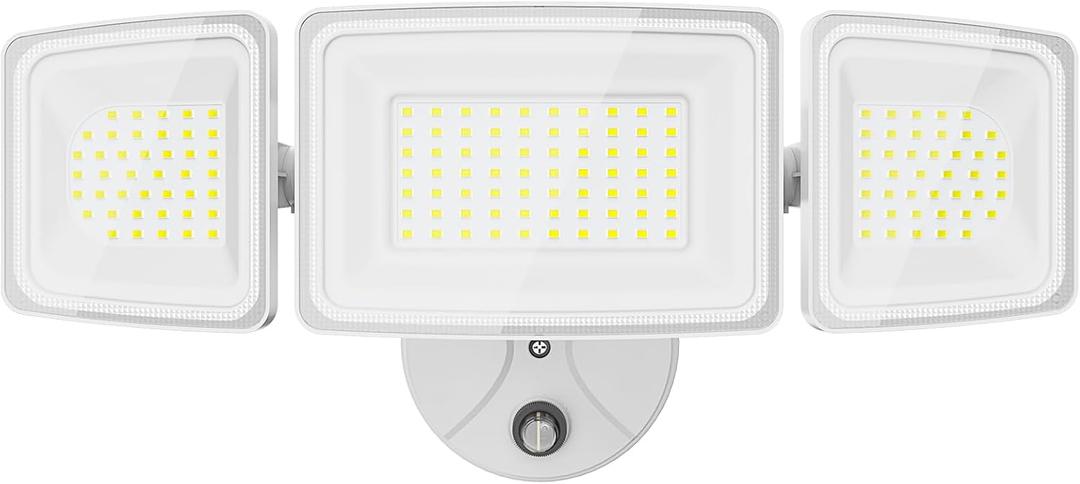 Onforu Dusk to Dawn Outdoor Lighting,100W 9000LM Bright LED Flood Lights,IP65 Waterproof 3 Adjustable Heads Security Lights Fixture,6500K White OutdoorLighting for Garage,Patio,Yard