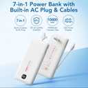 VEEKTOMX Portable Charger with Built-in Cables and AC Wall Plug, 10000mAh