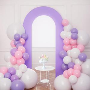 Babenest 7.2Ft Spandex Open Arch Backdrop, Fitted Double-Sided U-Shaped Wedding Arch, Round Top Chiara Stand Cover for Ceremony, Baby Shower, Birthday Party Decoration (Purple)