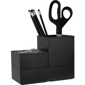 Bostitch Office Konnect Desk Organizer Accessory Tray & Storage Cup Bundle, Stacks for Desktop Storage,Makeup Organization, Black_ Missing One Part