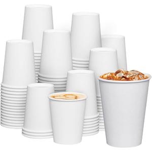 Disposable Paper Coffee Cups - 12oz 1000 Pack Bulk Take Out Hot and Iced To Go Drinking Cups for Hot Chocolate/Coffee/Juice/Tea - White