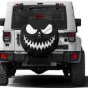 Foruidea Scary Halloween Pumpkin Black Spare Tire Cover with Backup Camera Hole Wheel Tire Cover Fit Trailer, RV, SUV and Many Vehicle 17inch