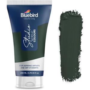 BLUEBIRD Studio Acrylic Paint Tube - Pthalo Green 6.42 Fl Oz / 190ML - Non Toxic, Rich Pigments for Painters, Adults & Kids, Ideal for Canvas, Wood, Clay, Ceramic & More
