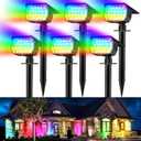 WENATY Solar Spot Lights Outdoor Color Changing, [7 Mode/6 Pack] Christmas Landscape Spotlights, Solar Lights Outdoor Waterproof, Solar Led Powered Flood Light for Outside Pathway Yard Garden Walkway