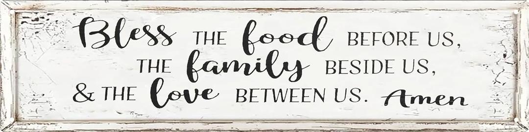 Bless The Lord And Family Metal Sign 4x16in Heartwarming Plaque for Living Room Wall Prayer Home Decor
