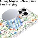 KANGHAR Magnetic Made for iPhone 16 Pro Case Clear Compatible with MagSafe Flowers Floral Pattern Soft TPU Bumper Shockproof Anti-Scratch Phone Cover for iPhone 16 Pro Cases(A)