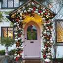 NeoL'artes 22 Inch Green Grapevine Front Door Wreath with Bells and Berries for Christmas Home Decor