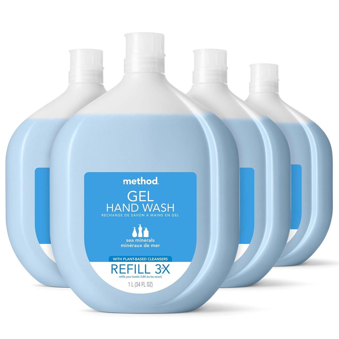 Method Gel Hand Soap Refill, Sea Minerals, 34 oz (Pack of 4) 