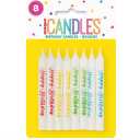 Birthday Candles Assorted - Pack of 8 - Easy-to-Light & Long-Lasting Burn - Perfect for Every Celebration, And 4piece Earthenware Daisy Stir Spoons 5.25in, One Is Broken