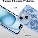 Fiyart Designed for iPhone 15 Case Cute Flowers with Strap Soft TPU Phone Cover Protective Camera Lens Protection for Women Men Floral Bumper with Stand 6.1"-Blue