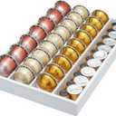 MinBoo Bamboo Coffee Pod Storage Holder Drawer Insert for Counter Compatible with Vertuoline Capsules for Kitchen, Home, Office, Coffee Station, White