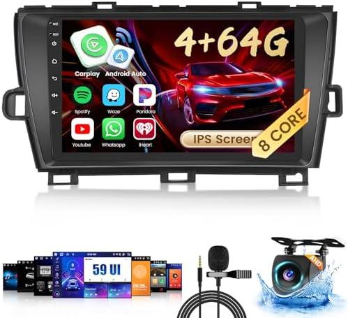 Inefala 8-Core 4+64G Android 13 Car Stereo Upgrade Radio for Toyota Prius 2010-2015, 9'' Touch Screen with Wireless CarPlay & Android Auto, AHD Backup Camera, Mirror Link, GPS Navigation