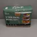 Seven Sparta 3 Tier Fruit Bowl for Kitchen Counter (PLUS Series) / Ceramic Serving Bowls with Bamboo Stand/Big Size Tiered Fruit Basket for Fruit Vegetable Storage, Dessert, Salad Buffet Server