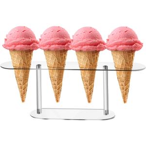 1 Pack Large Holes Acrylic Ice Cream Cone Holder, Charcuterie Food Cone Holder, Waffle Cone Holder Stand, 4 Holes