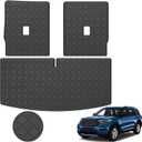Trunk Mat & Backrest Mat for 2020-2025 Ford Explorer 6&7 Seats - Custom Fit PU Leather Cargo Liner and Rear Backrest Protector - All Weather Anti-Slip Waterproof Cargo Mats (Black Diamond)