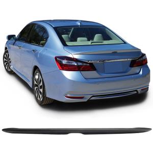 IKON MOTORSPORTS, Trunk Spoiler Compatible with 2013-2017 Honda Accord 9th Sedan 4-Door, OE Style Unpainted Black ABS Plastic Rear Trunk Lid Spoiler Wing Lip