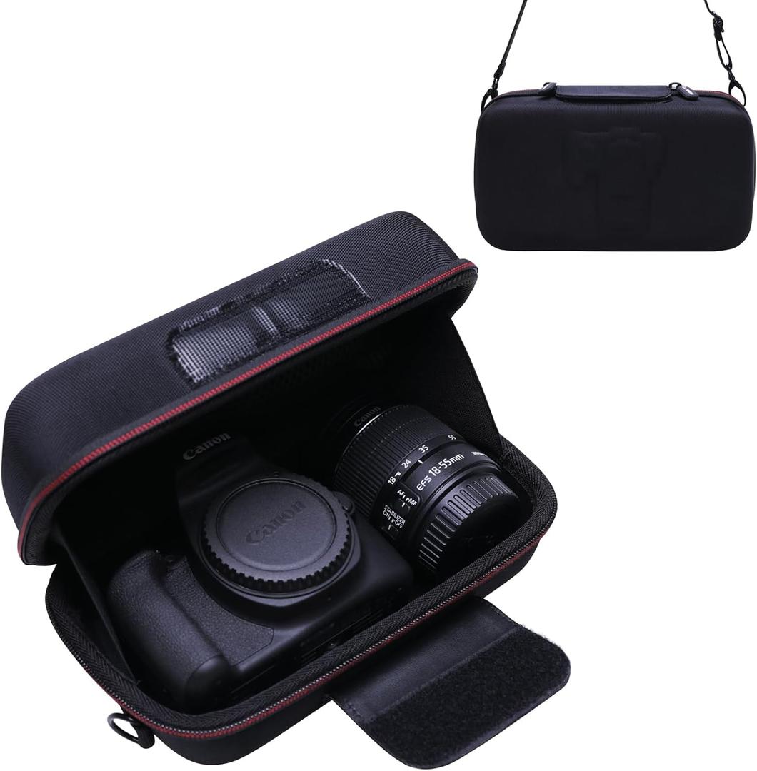 L LTGEM Camera Case for Canon EOS Rebel T7 / R50 / R6 Mark II / T6 / R100 / R50 V / R8 / R10 / R5 Mark II/RP / 5D Mark IV / R7 Camera and 18-55mm/18-45mm Lens with Shoulder Strap, Black