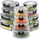JoyJolt 24pc Borosilicate Glass Storage Containers with Lids | 12 Airtight/Freezer Safe Food Storage Containers for Pantry and Kitchen | Meal Prep Container for Lunch | Glass Tupperware Set (Black)