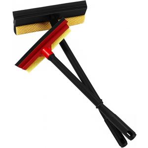 2Pcs Window Squeegee with Long Handle, 2-in-1 Window Cleaner Tool, Glass Door Cleaner, Multi-Use Car Windshield Cleaning Cleaning for Indoor Outdoor Car Window High Glass Shower Gas Station