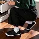 STQ Women's Slippers Indoor with Slip on Cozy House Shoes Non Slip Warm Loafers (Black)