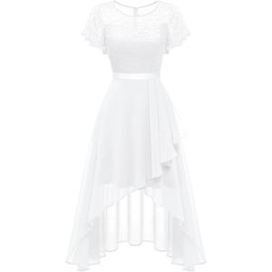 Wedtrend Women's Formal Dresses Ruffle Wedding Guest Dress Flutter Sleeve Homecoming Dresses for Teens (X-Large, White)