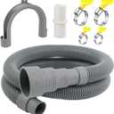 3.2 FT Universal Washing Machine Drain Hose, Drain Hose Extension Kit for Washer, Dishwasher, Dryers, Dehumidifier with 4 Hose Clamps, 1 U-Holder, 1 Adapter, Fit for 0.79-1.5 inch Drain Outlet