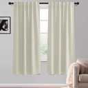 KGORGE 63 inch Curtains 2 Panel Set, Privacy Thermal Solid Insulation Noise Reducing Light Filtering Drapes for Living Room Nusery, Back Tab Rod Pocket, W52 x L63 inches, Beige, 2 Panels