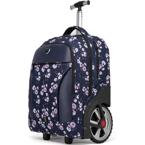 YH&GS Rolling Backpack Floral, Waterproof with Wheels for Business, College Student and Travel Commuter, Carry on Laptop Compartment, Fit 17 Inch Laptop, Wheeled Adults, 20inch