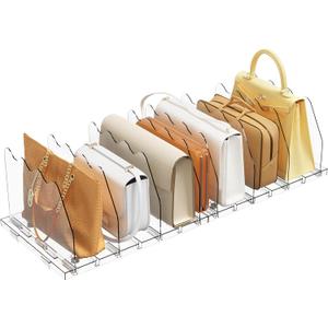 SPACEKEEPER Adjustable Shelf Divider for Closet, Clear Purse Organizers for Closet Acrylic Handbag Separators Storage Organizer Bookshelf Separator Dividers in Bedroom, Office (Clear)