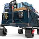 TIMBER RIDGE 600L Beast Wagon 26" W Extra Wide All Terrain Folding w/Big Wheels, Cargo Net & Tailgate, 26" W and 55.25" L, 400lbs Heavy Duty Collapsible Portable Cart for Camping, Sports, Dogs, Blue