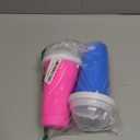 2 Pack Magic Squeeze Slushy Cups, DIY Frozen Slushie Maker Cup, Portable Smoothies Cups for Making Juice Shake Yogurt Ice Cream, Reusable Cooling Cup for Family and Friends(Blue+Pink)