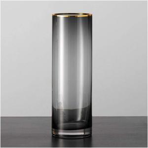 Flower Vase Nordic Simple Gold-Painted Transparent Straight Glass Vase Decoration Home Living Room Flower Arrangement Soft Decoration Hydroponic Flower Device Vases for Centerpieces(Large)